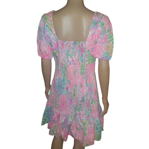 NEW Lilly Pulitzer Size L Evelina Smocked Shift Dress in Multi Paradise Found - Picture 6 of 12